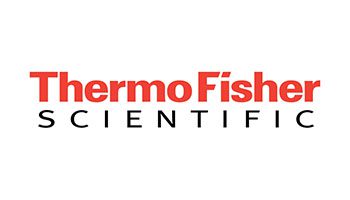 A red and black logo for thermo fisher scientific.