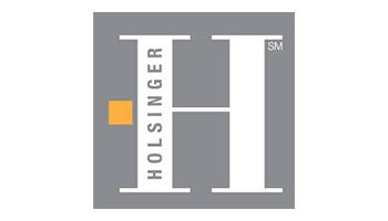 A gray square with the word holsinger on it.
