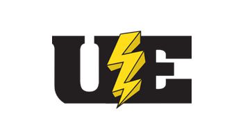 A yellow and black logo for the university of east.