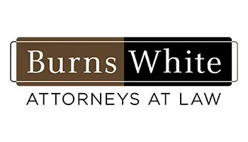 A brown and white logo for burns whiting attorneys at law.