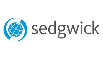 A logo of sedgwick, which is an it company.